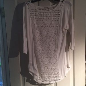 3/4 sleeve white lace blouse